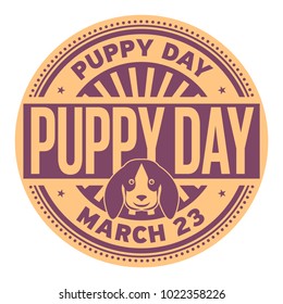 Puppy Day, March 23, rubber stamp, vector Illustration