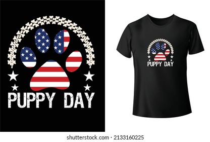 Puppy Day T-Shirt Design,  Unique, And Colorful Puppy T-Shirt Design.