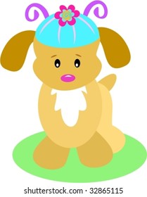 Puppy Dog with a Cute Hat Vector