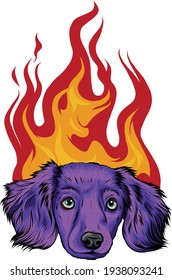 puppy Dog with Flame ornaments vector illustration