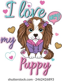 puppy dog girl design love