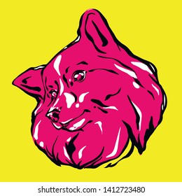 puppy dog head, vector pop art illustration