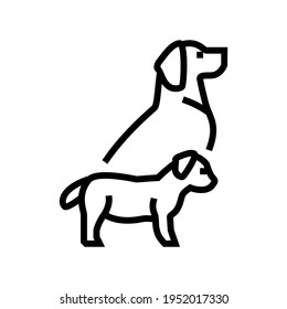 vector de icono de línea de cachorro y perro. signo de cachorro y perro. símbolo de contorno aislado ilustración negra