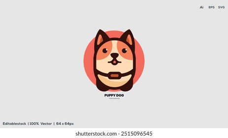 Puppy Dog logo design with vector illustration and template