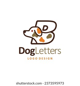 puppy Dog Logo of Letter B Pet store icon vector, animal care shop symbol, veterinary care label clipart.