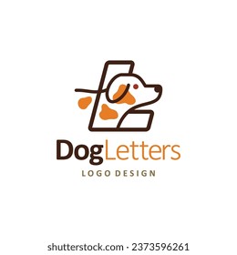 logotipo de perro cachorro de la letra L Vector de icono de tienda de mascotas, símbolo de tienda de cuidados animales, etiqueta de cuidados veterinarios clipart.