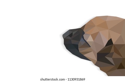 puppy dog looking polygon cartoon, geometric and triangle shape, vector art and illustration.