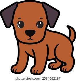 puppy dog looking sad line art