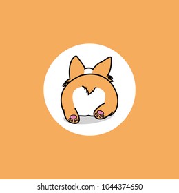 Puppy Dog Lying Down From Back View, Corgi Butt Icon, Vector