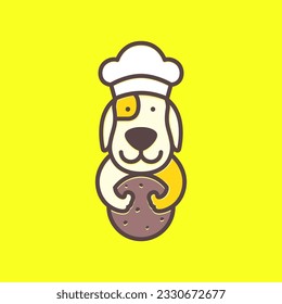 puppy dog pets chef cooking cuisine cookie taste modern mascot cartoon colorful logo icon vector illustration