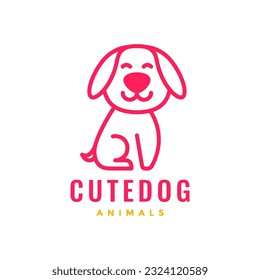 puppy dog pets cute line art minimal modern mascot cartoon logo vector icon illustration