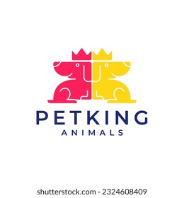 puppy dog pets king crown kingdom mascot colorful modern minimal logo vector icon illustration