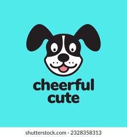 puppy dog pets pedigree cute smile happy mascot cartoon colorful logo icon vector illustration