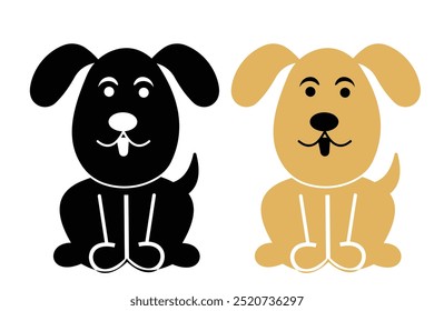 Silueta del perro del perrito, Ilustración vectorial del perro de la historieta. Icono lindo del perrito, Vector, silueta. Logotipo de la tienda de mascotas, Ilustración vectorial.