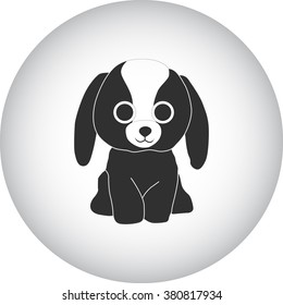 Puppy dog stuffed plush toy simple icon on  round background