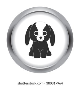 Puppy dog stuffed plush toy simple icon on  round background
