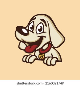 Puppy Dog Vector Illustration Template Cartoon Character Design with bitcoin necklace