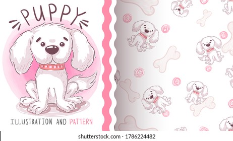 Puppy dog woof - seamless pattern