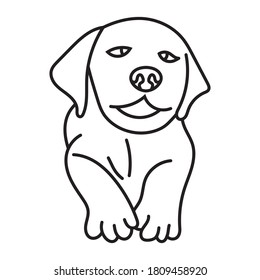 Puppy dogs or puppies line art vector icon for apps or websites