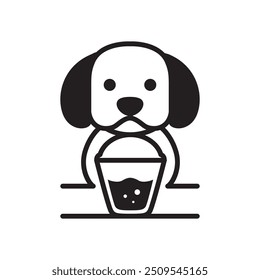 puppy drinking ice logo design vector