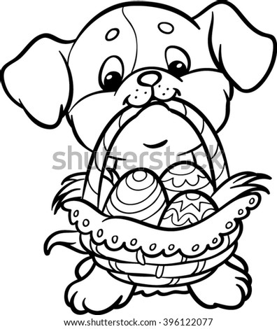 Puppy Easter Eggs Coloring Stock Vector (Royalty Free) 396122077
