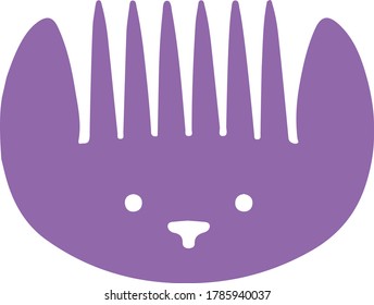 puppy face and hairbrush logo concept / creative animal logo cute purple hedgehog logo element sign kids illlustration animal head vector funny animal hare care beauty salon baby toy children big ear