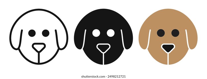 Cara de cachorro Iconicon colección de Vector en estilo delineado y sólido