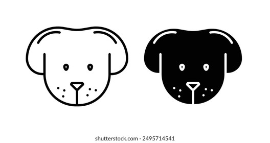 puppy face vector icon set in black color.