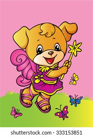 Puppy in a fairy dress