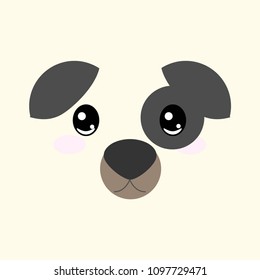 puppy flat vector face,  cute dog animal illustration cartoon icon design