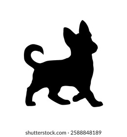 Puppy german shepherd silhouette vector flat illustration design on white background.