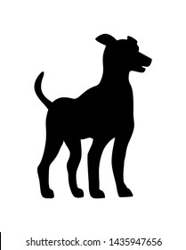 Puppy great dane icon. Dog standing silhouette. Vector black flat illustration isolated on white background.