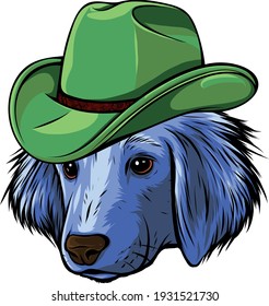 puppy head dog with hat vector illustration