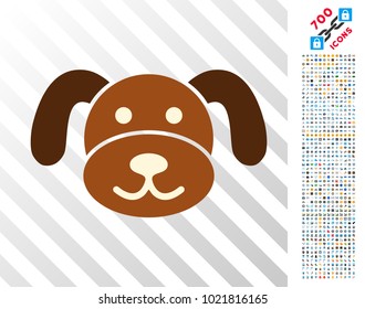 Puppy Head pictograph with 700 bonus bitcoin mining and blockchain icons. Vector illustration style is flat iconic symbols designed for cryptocurrency software.