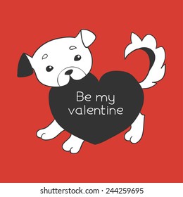 Puppy with a heart valentine's day card