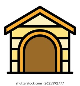 Puppy house icon outline vector. Dog pet. Animal kennel color flat
