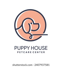 Puppy house logo design simple concept Premium Vector 
