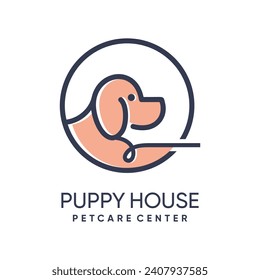 Puppy house logo design simple concept Premium Vector 