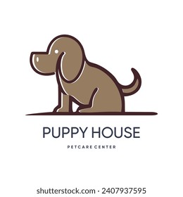 Puppy house logo design simple concept Premium Vector 