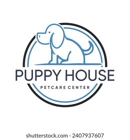Puppy house logo design simple concept Premium Vector 