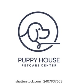 Puppy house logo design simple concept Premium Vector 
