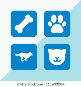 puppy icon. 4 puppy set with dog, paw, dog bone and pet vector icons for web and mobile app