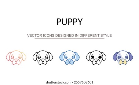 Puppy icon design with white background stock illustration