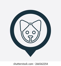 puppy icon map pin on white background