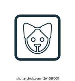puppy icon Rounded squares button, on white background 