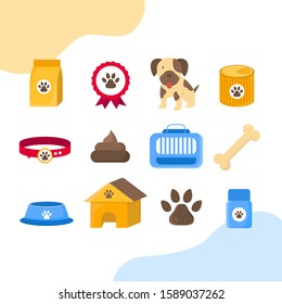 Puppy icons set collection vector