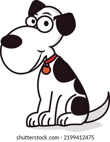 Puppy illustration. Black and white puppy.