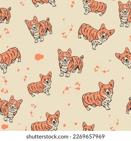 puppy illustration seamless graphic pattern design dog vintage