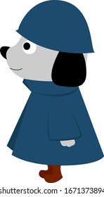 Puppy in jacket, illustration, vector on white background.
