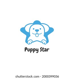 estrella del logo de cachorro. ilustración vectorial